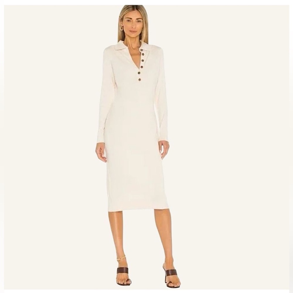 525 America Midi Polo Button Up Sweater Dress